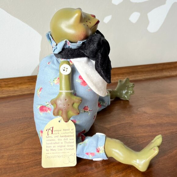 Vintage Department 56 Shelf Sitter Frog Doll by Marylisa Chesnutt Fabric Ceramic - Picture 6 of 14